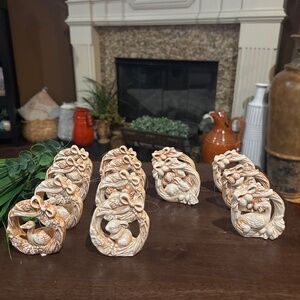 13 Vintage Wreath Ceramic Ornaments (Bunnies & Geese).